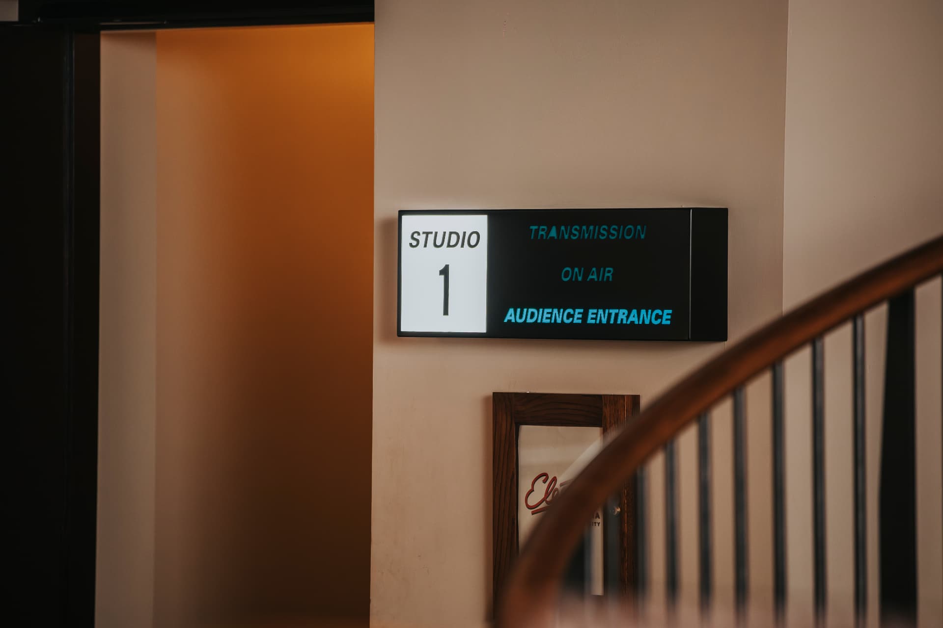 On-air signage outside Studio 1